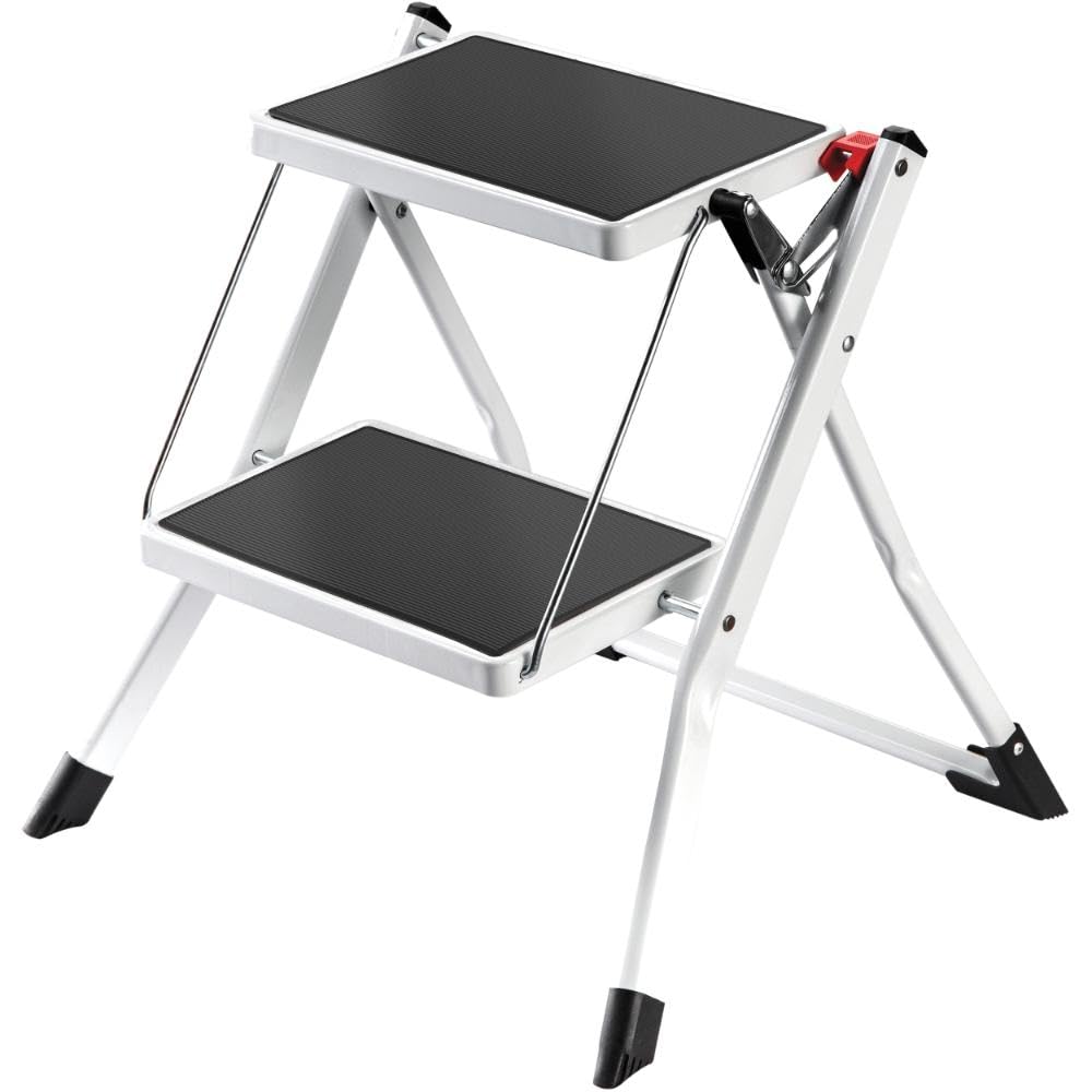 MSV Klapptritt Trittleiter Haushaltsleiter ca. 49 x 49 x 45 cm, belastbar bis 150kg, 2 grosse Stahl-