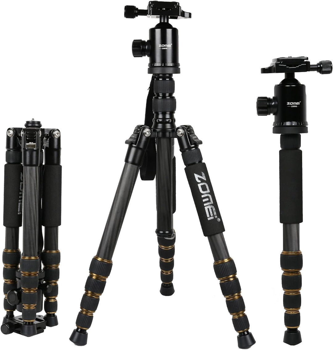 ZOMEI Z699C Kohlefaser Portable Stativ mit Kugelkopf Compact Travel für Canon, Sony, Nikon, Samsung,