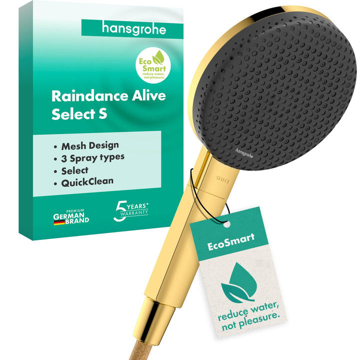 hansgrohe Raindance Alive Select S - wassersparender Duschkopf 7,1 l/min (EcoSmart), Handbrause mit