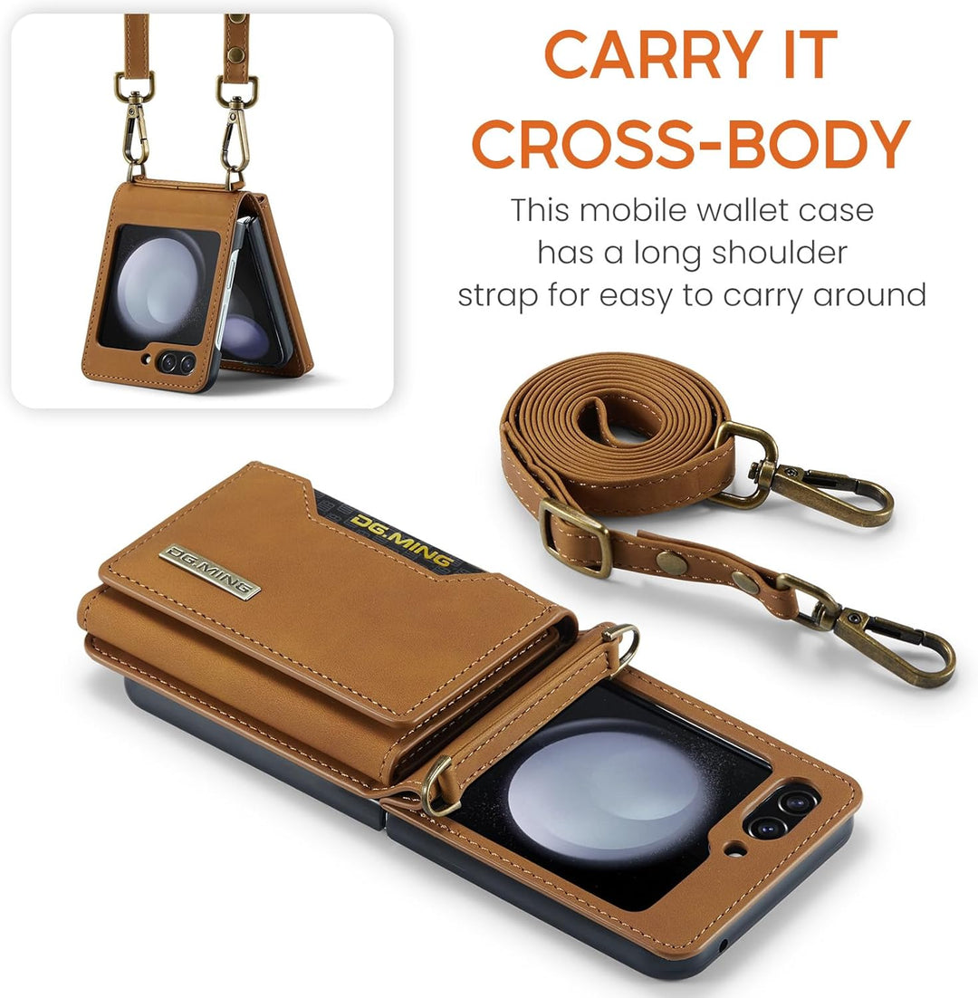 UDBKKDX Brieftasche Handyhülle für Samsung Galaxy Z Flip 4, hülle Mattes Leder mit Ständer Kameralin