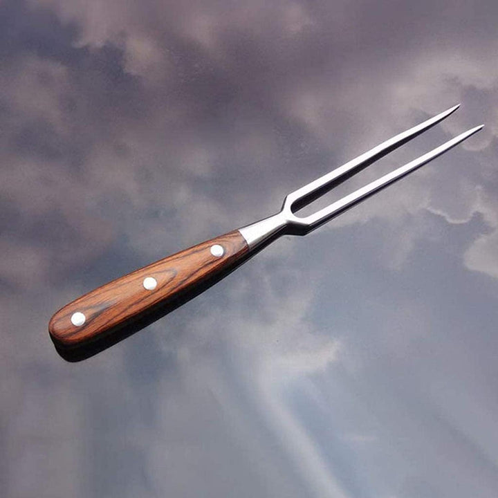 LATRAT Fleischgabel aus Rostfreiem Stahl mit Holzgriff Grillgabel Tranchiergabel, mit Zwei Zinken Sc