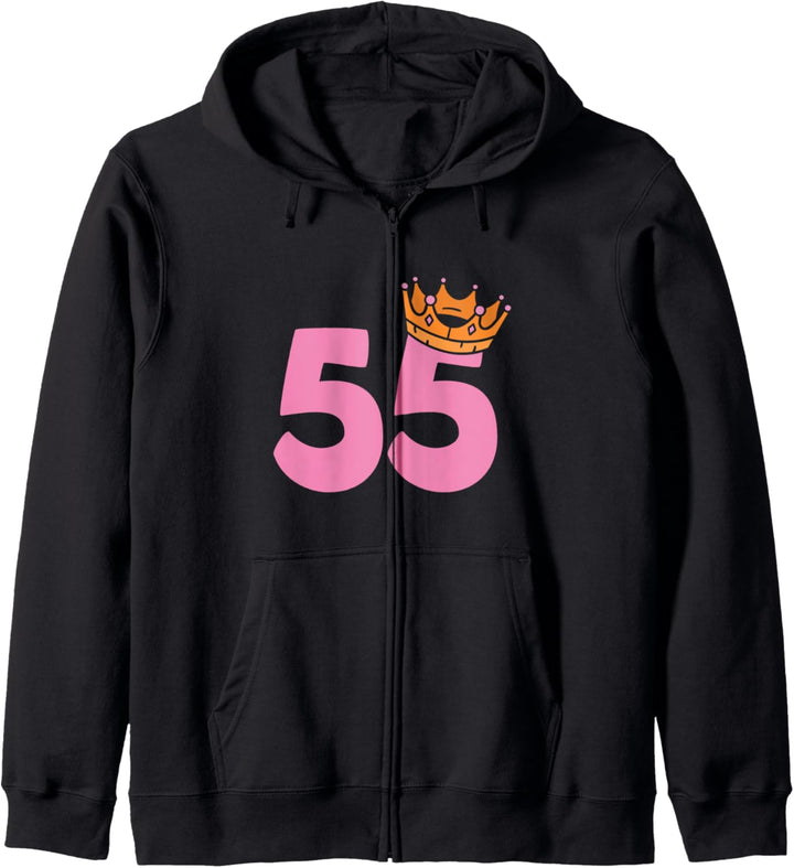 55. Geburtstag Frauen süsses Birthday Queen Krone Vintage Kapuzenjacke