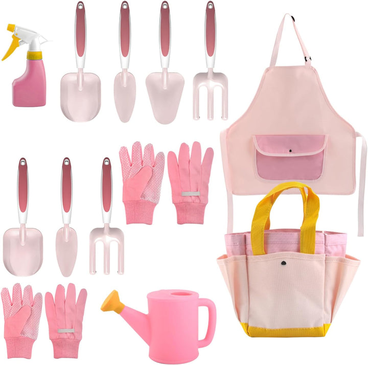Kids Gardening Set, Kinder Gartenwerkzeuge 9PCS Kleinkind Gartenset umfassen Wässern, Handschuhe, Sc
