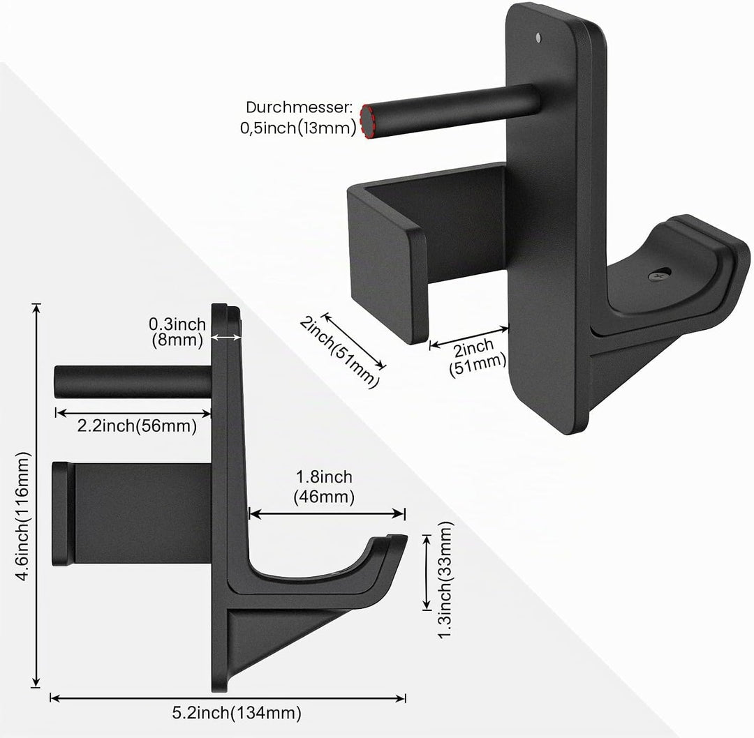 Kipika J-Haken für Power Rack – Unterseite verstärkte Stahlhaken mit Gummiauflage – 2 Stück 1/2 Hole
