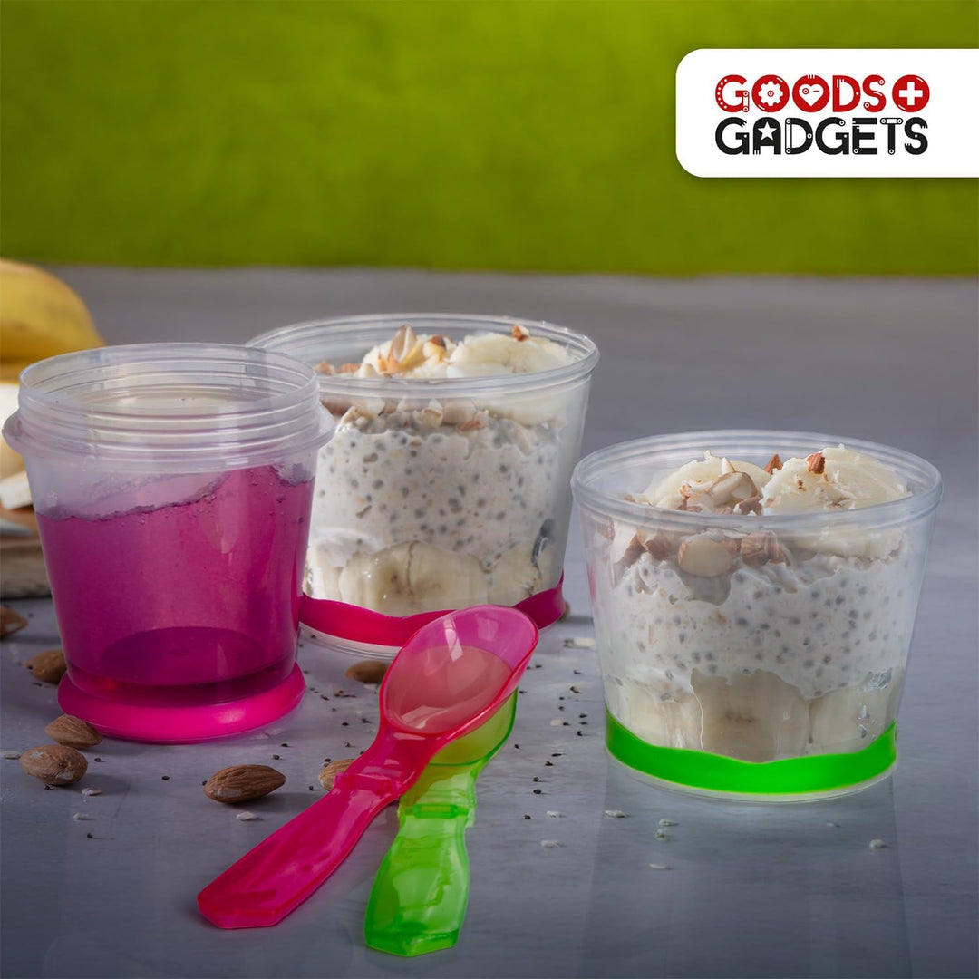 GOODS+GADGETS Müslibecher to Go Deluxe - Joghurt-Becher für unterwegs - Reise Lunchpot mit Löffel un