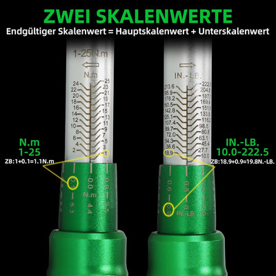 UYECOVE Drehmomentschlüssel Set 4-tlg. (Grün) 4ps-Green Grün, 4ps-Green Grün