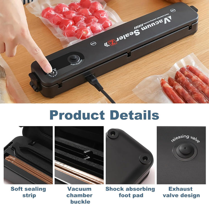 Vakuumierer, Lebensmittel bleiben vakuumiert bis zu 8x Länger Frisch, Folienschweissgerät für Trocke