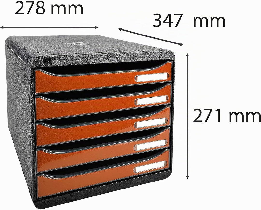 Exacompta 3097288D Premium Ablagebox mit 5 Schubladen für DIN A4+ Dokumente. Stapelbare Schubladenbo