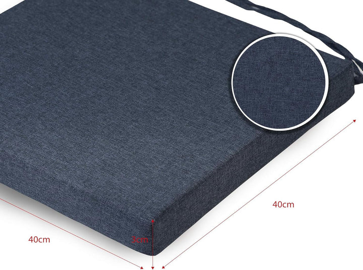 sunnypillow 4er Set Stuhlkissen mit Bindebänder - 40 x 40 x 3 cm - Sitzkissen Outdoor für Stühle/Bän