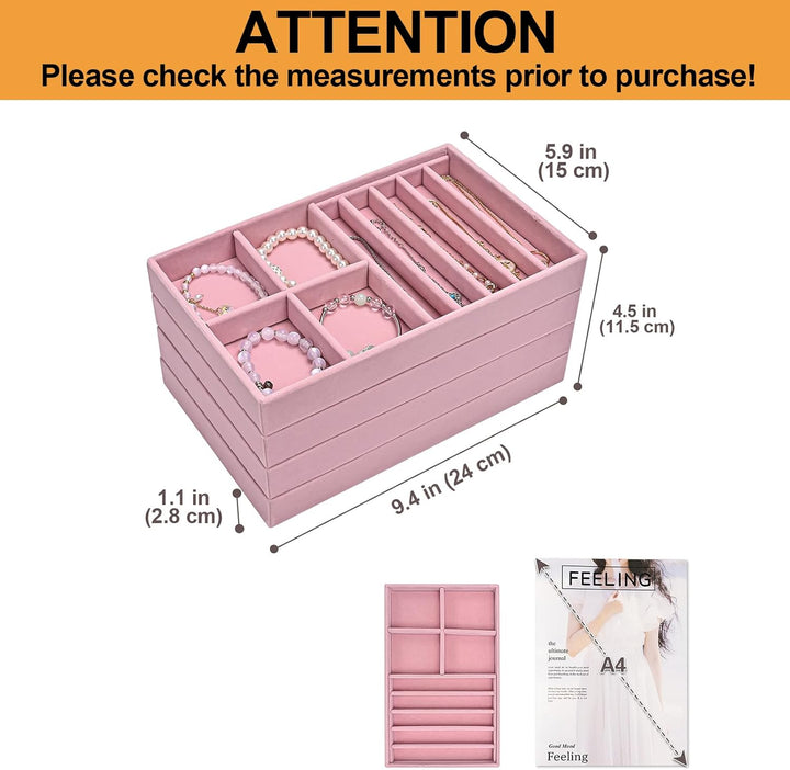 ProCase Schmucktablett Organizer Set mit 4 Schmuckschalen, Stapelbar Schmuck Schublade Organizer, Sc