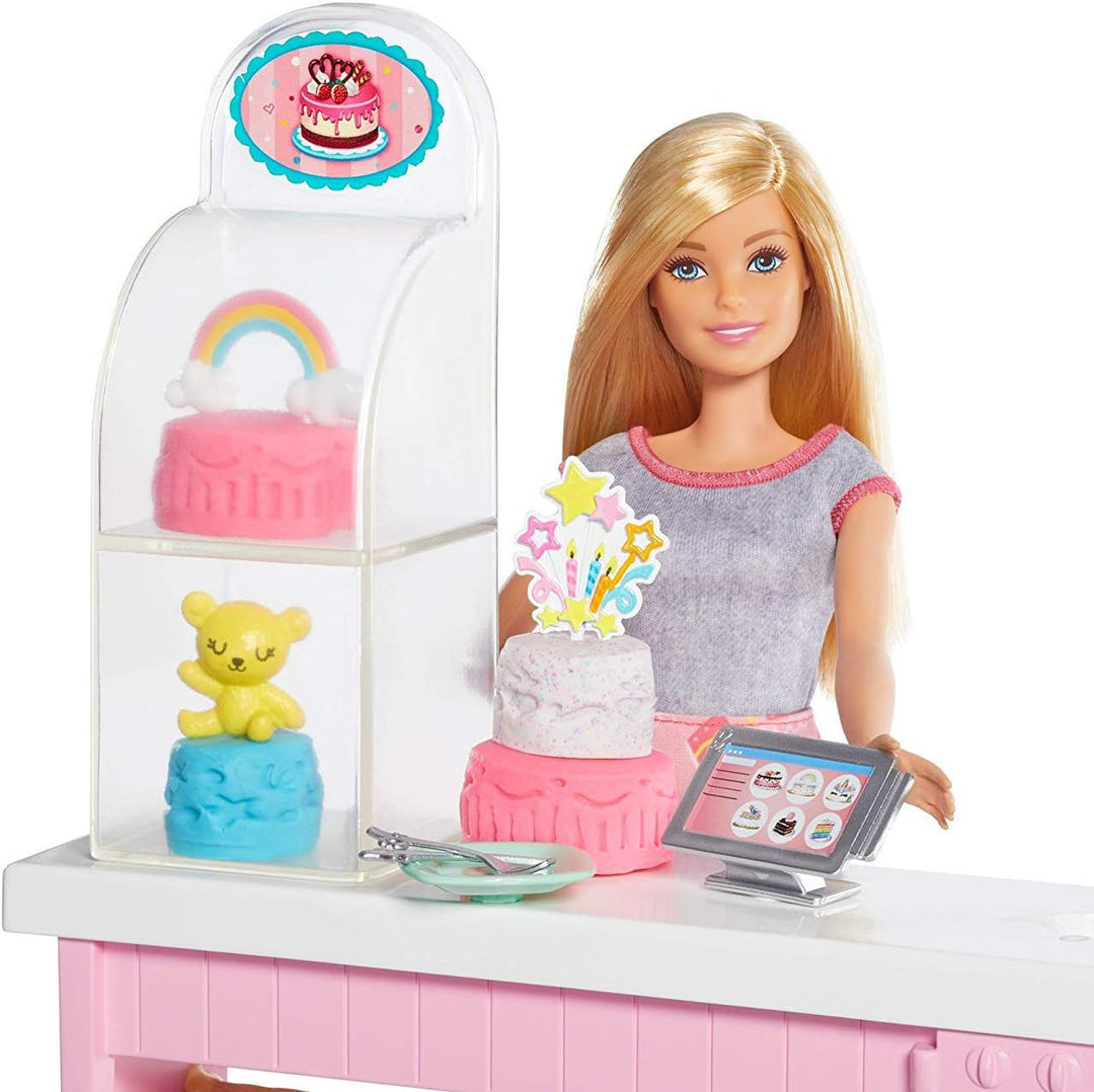 Barbie GFP59 - Tortenbäckerei-Spielset mit Blonder Puppe, Kücheninsel mit Ofen, Knete und Spielzeug