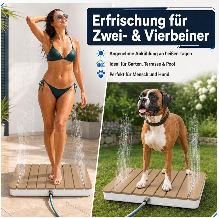 @tec Gartendusche Aussendusche aus WPC, im Holz Look, Mobile Bodendusche Campingdusche, Sauna- & Poo