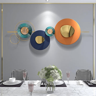 GERHWASH Wanddeko Metall - Wandbild Metall - Wandschmuck - Modernes Kreative Geometrische Rund Metal