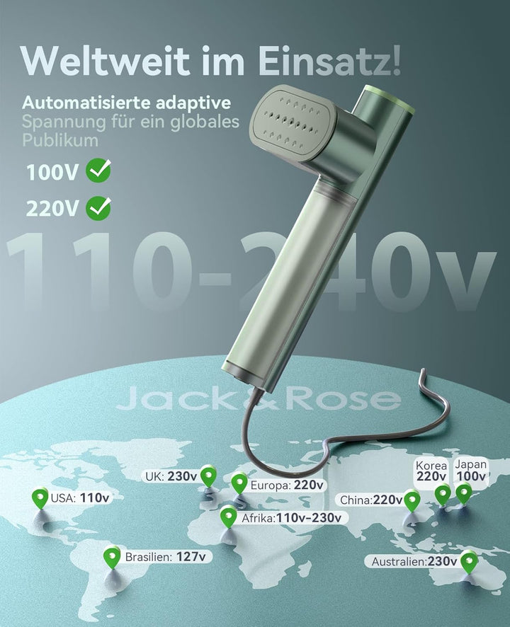 Reise Dampfglätter mit weltweiter Spannung 100-240V Tragbare Steamer für Kleidung, 2-in-1 Reisebügel