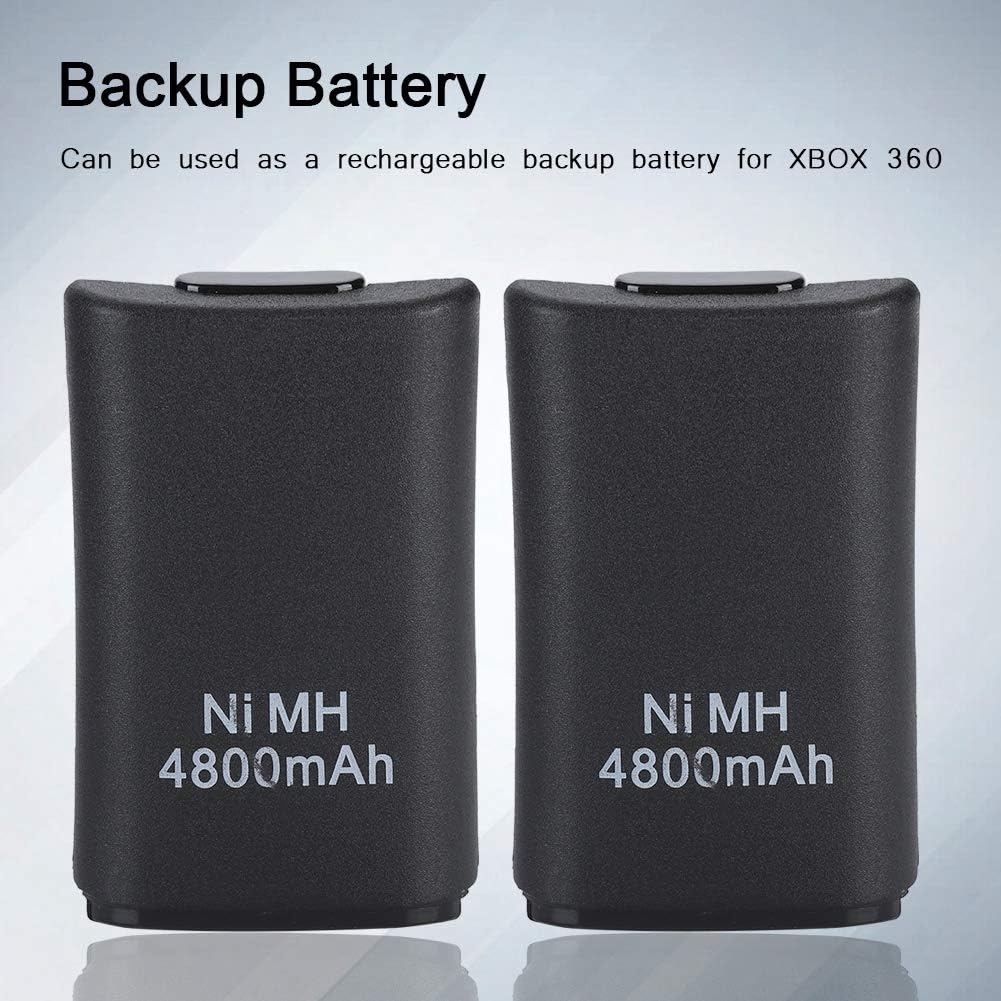 Xbox 360 Controller Akku Set, 2X 4800mAh NiMH Akkus mit Ladestation, USB-Ladekabel, 2 Batteriegehäus