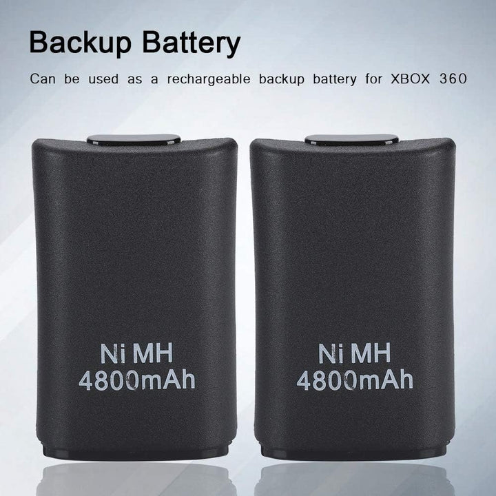 Xbox 360 Controller Akku Set, 2X 4800mAh NiMH Akkus mit Ladestation, USB-Ladekabel, 2 Batteriegehäus
