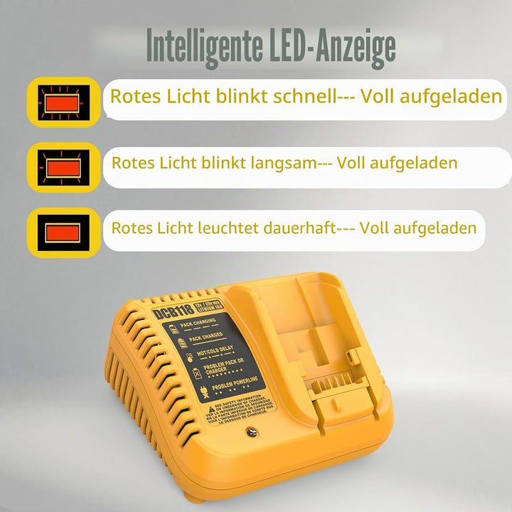 Dewalt-Schnellladegerät, kompatibel mit DCB112, DCB101, DCB105, DCB115, DCB107, passend für DCB120,