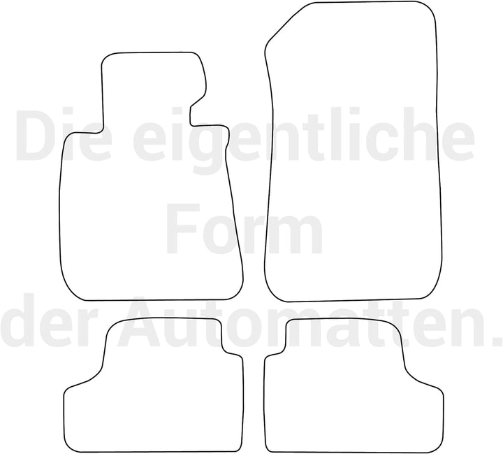 moto-MOLTICO Fussmatten Auto Velours Autoteppiche Schwarz Automatten Set 4-teilig passend für BMW 3e