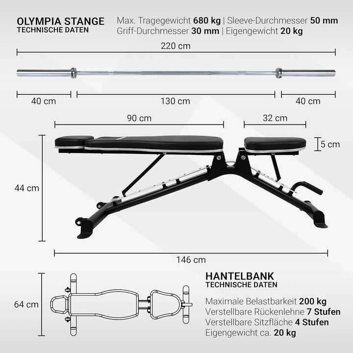 MSPORTS Power Rack Premium Cage H/B/T - 215x120x140 cm Kraftstation bis 200 kg Hantel Käfig Squat Fi