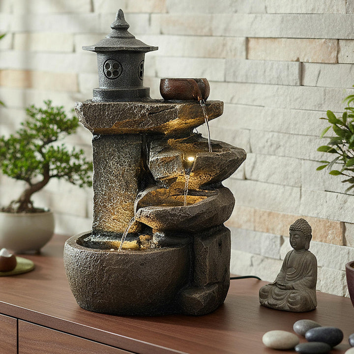 Springbrunnen BK851 Wasserfall mit Beleuchtung Gartenbrunnen Zimmerbrunnen Kaskade Brunnen Terrassen