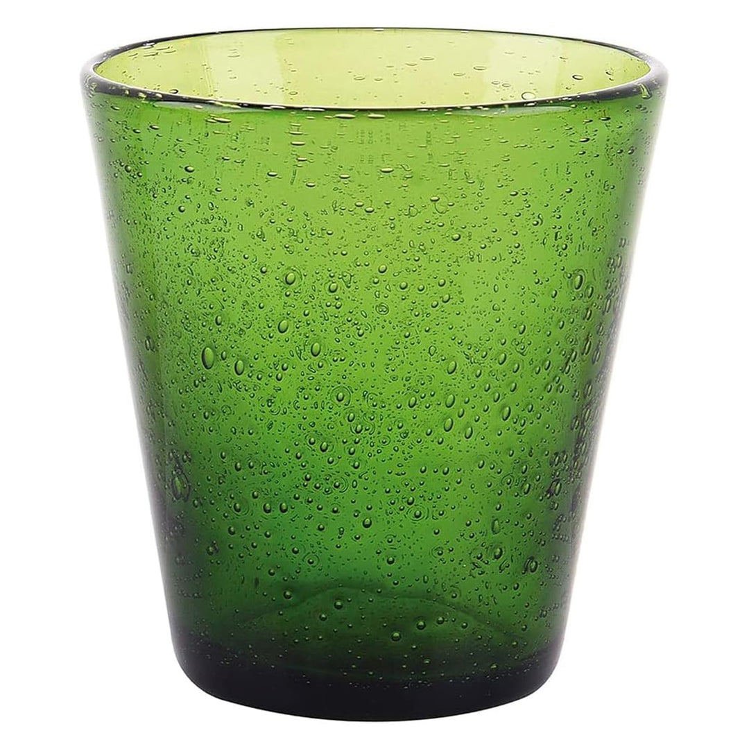 Villa d'Este Home Tivoli 6er Set Wasserglas dunkelgrün 330 ml aus mundgeblasenem Glas, Cancun Satin