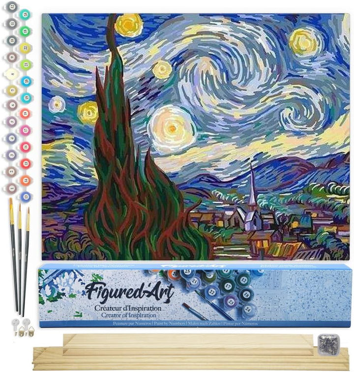 Figured'Art Malen Nach Zahlen Erwachsene Mit Rahmen Van Gogh Sternennacht - Paint by Numbers Basteln