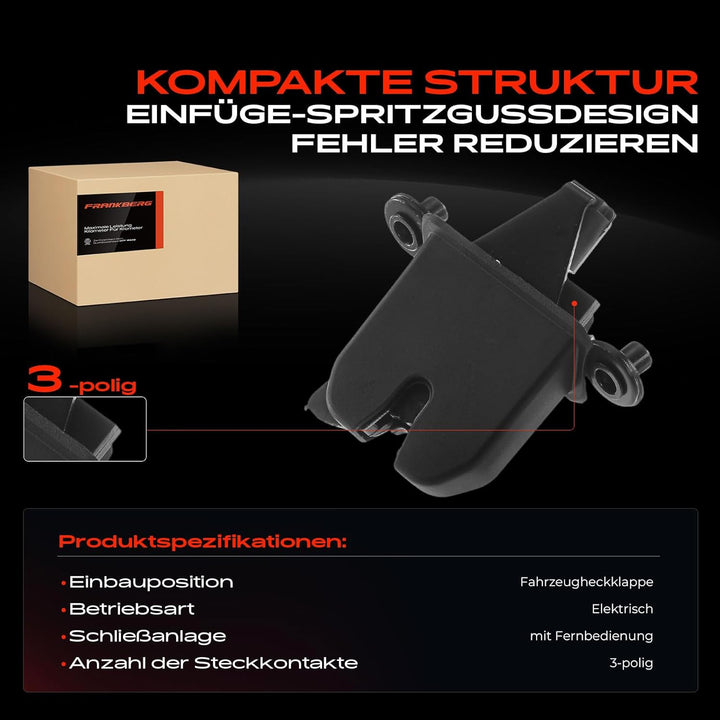 Frankberg Rückwandtür Schloss Heckklappenschloss Kompatibel mit Octavai II 1Z3 Octavia II Combi 1Z5