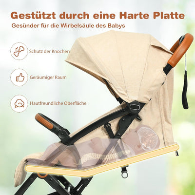 COSTWAY Kinderwagen einhand faltbar, Kinderbuggy mit verstellbare Rückenlehne & Verdeck, Reisebuggy