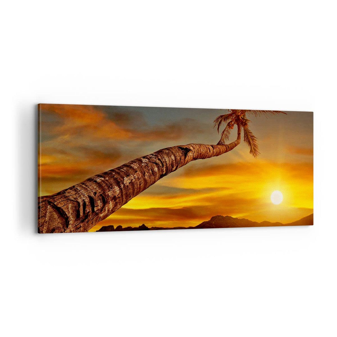 Panorama Bilder auf Leinwand 100x40cm Leinwandbild Palme Landschaft Sonne Gross Wanddeko Bild Schlaf