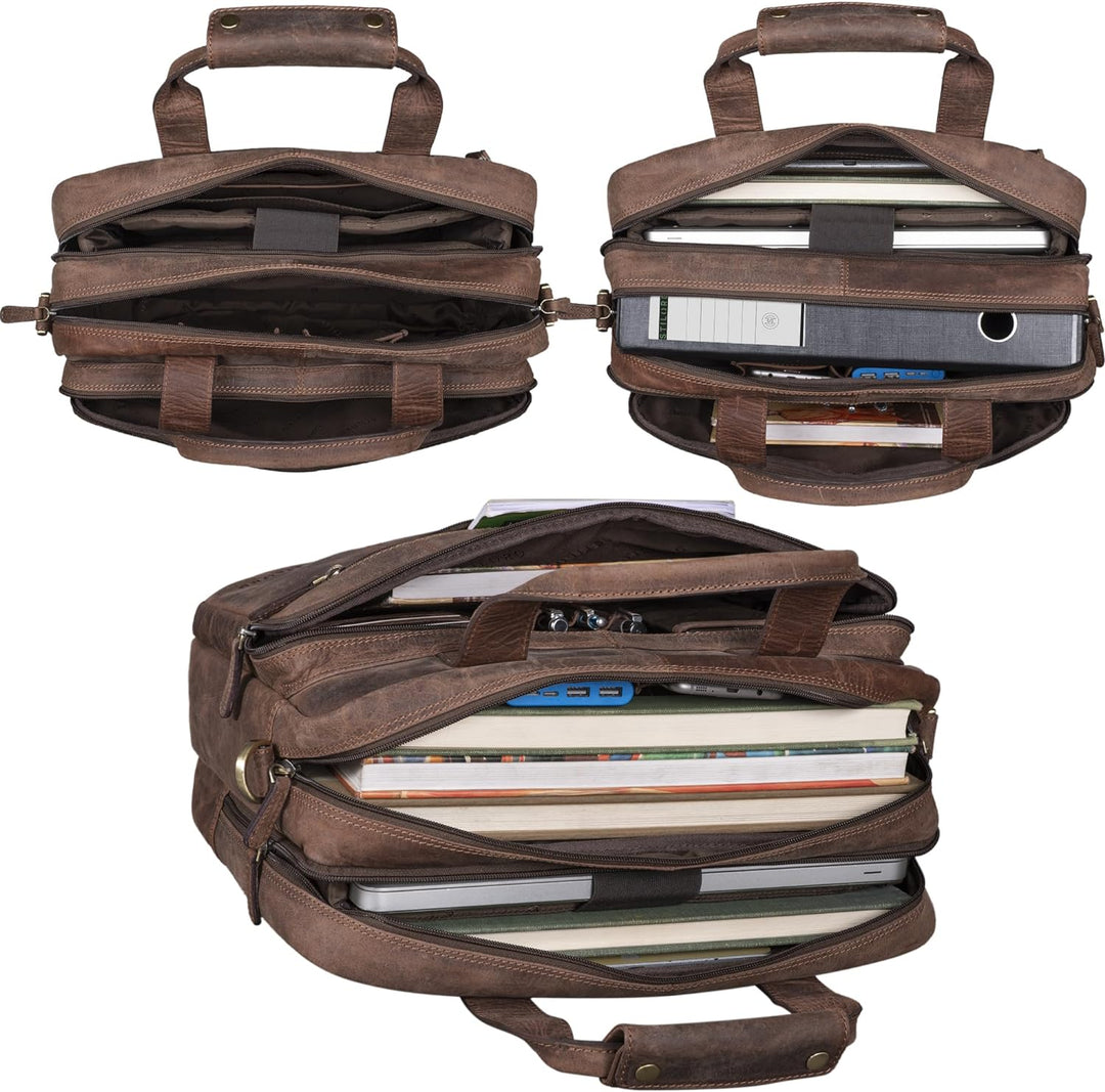 STILORD 'Experience' Vintage Lehrertasche Leder gross für Herren Damen XL Aktentasche Business Schul