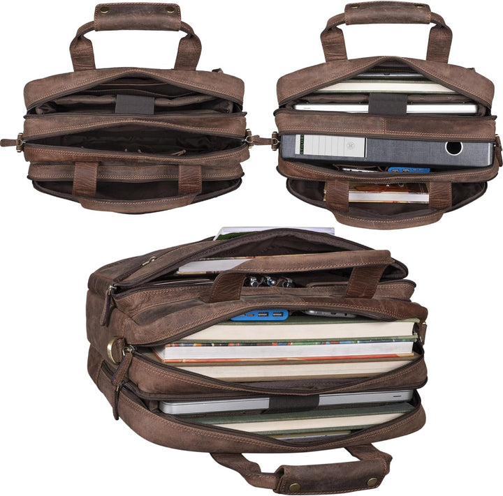 STILORD 'Experience' Vintage Lehrertasche Leder gross für Herren Damen XL Aktentasche Business Schul