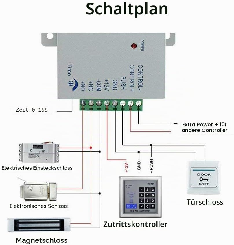 YAVIS Full Set RFID Türzugangskontrolle, System + elektrische Bolzenverriegelung + 110-240 V AC 12 V