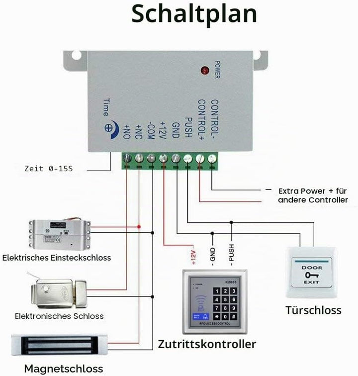 YAVIS Full Set RFID Türzugangskontrolle, System + elektrische Bolzenverriegelung + 110-240 V AC 12 V