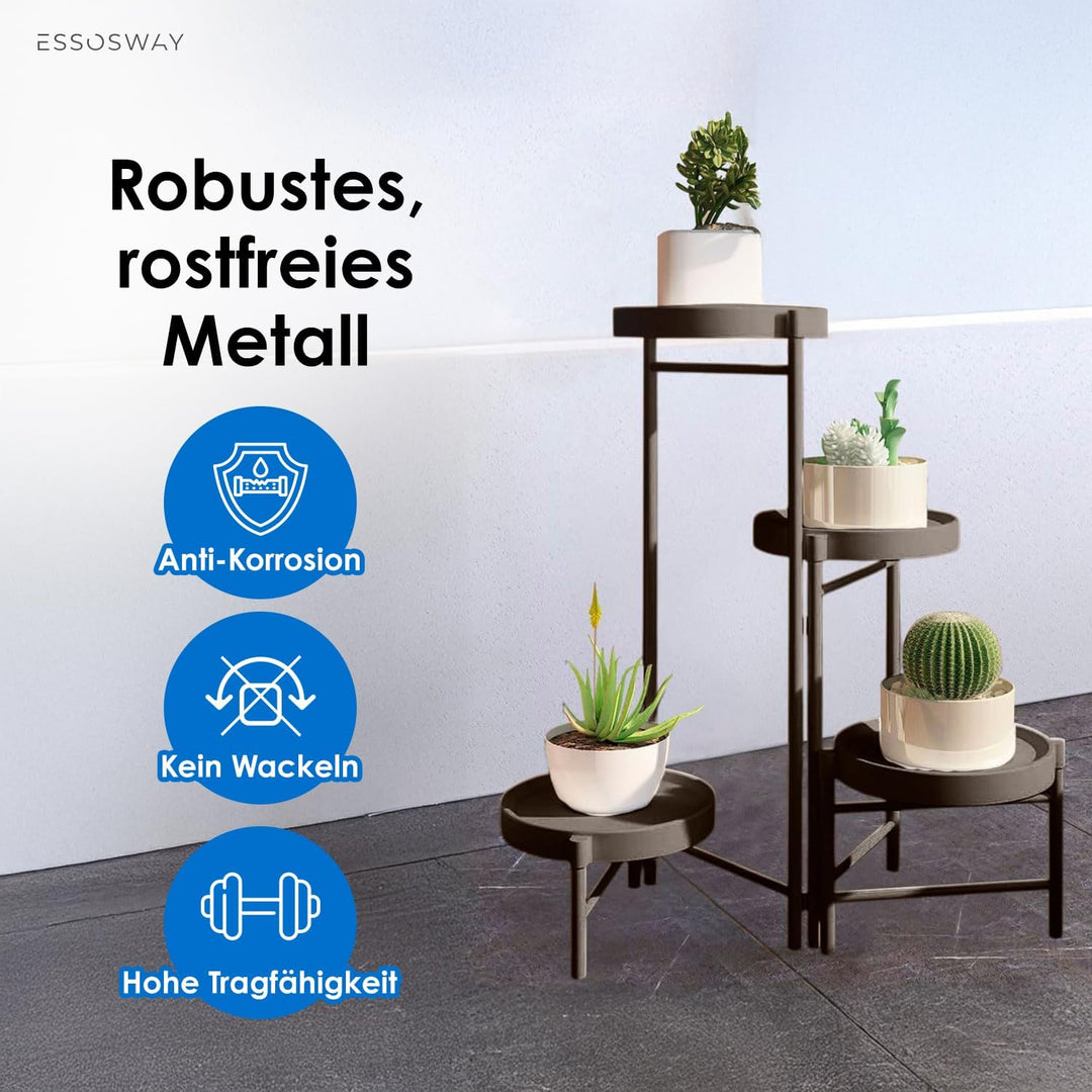 Blumenständer Pflanzenständer - Indoor - Pflanzenregal Blumentreppe Blumenregal Metall - 4 Etagen -