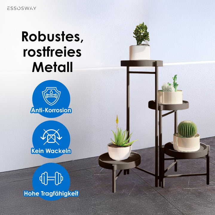 Blumenständer Pflanzenständer - Indoor - Pflanzenregal Blumentreppe Blumenregal Metall - 4 Etagen -