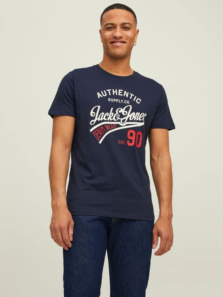 JACK & JONES Male T-Shirt 3er-Pack Logo Rundhals T-Shirt XS Black/Pack:black+white+navyblazer, XS Bl