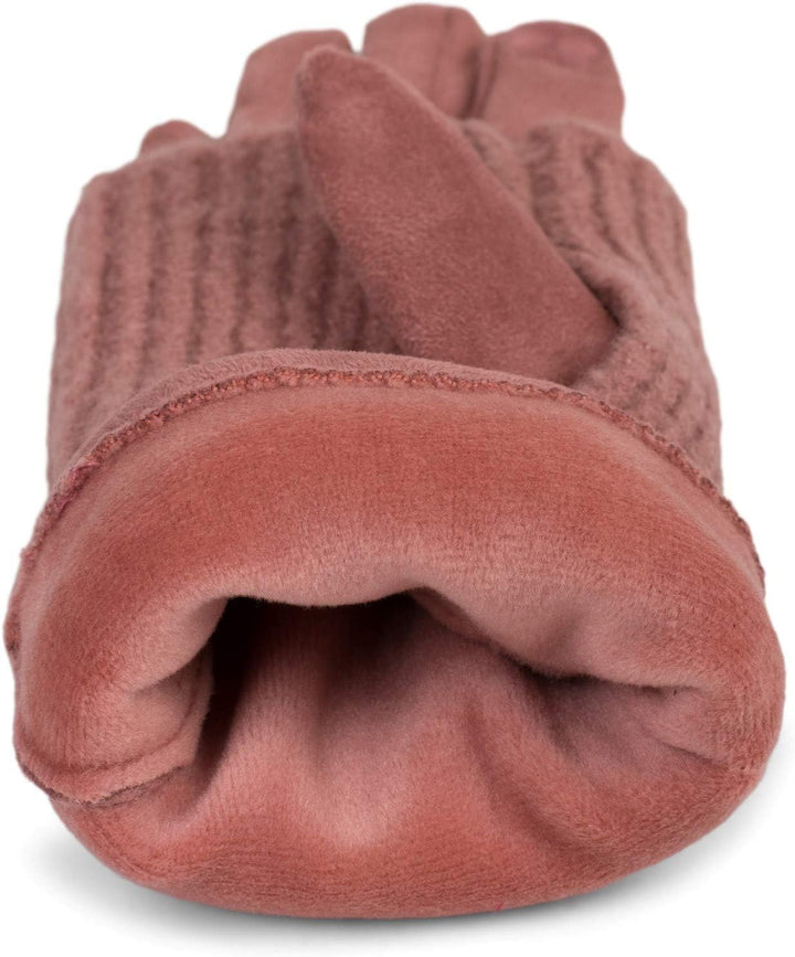 styleBREAKER Damen Touchscreen Stoff Handschuhe mit abnehmbaren Strick Stulpen, warme Fingerhandschu