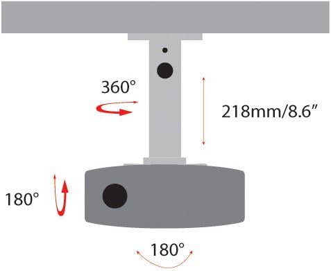 Amer AMRP100 Projektorhalterung Deckenhalterung Weiss (180 °, 360 °, 0 – 180 °, 170 mm, 218 mm, 170