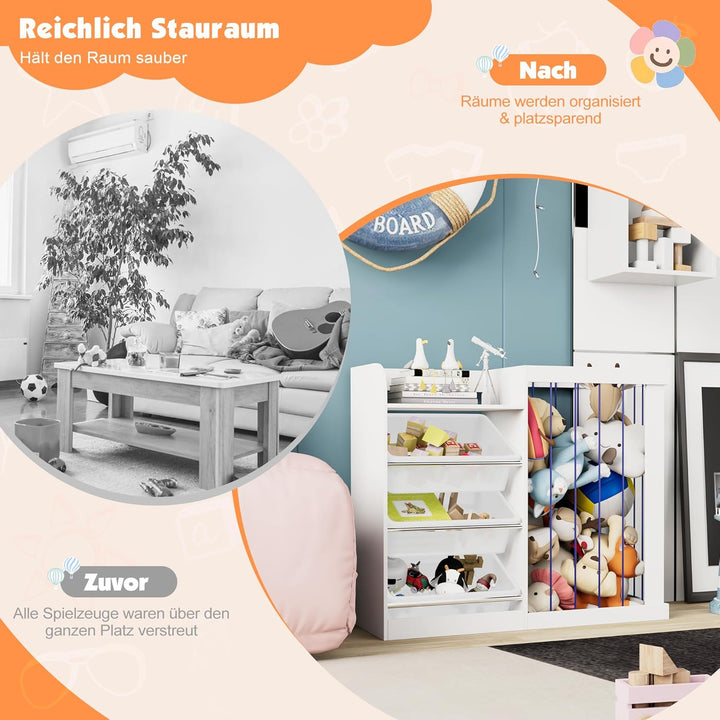 NACHES Kinder Bücherregal Spielzeugregal Kuscheltier Aufbewahrung Kinderregal Spielzeug-Organizer fü