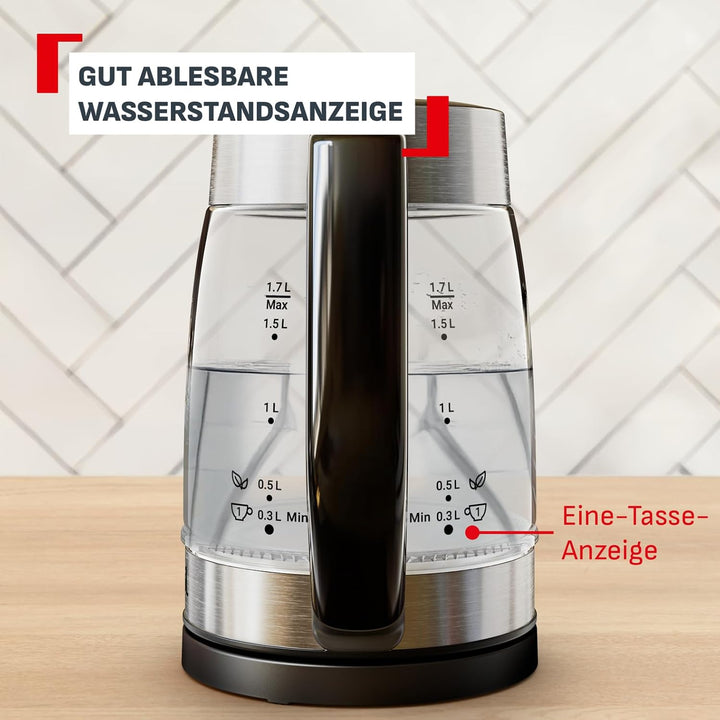 Tefal Express elektrischer Wasserkocher, 1,7 Liter, Griffsteuerung, 5 Temperaturstufen, Farbanzeige,
