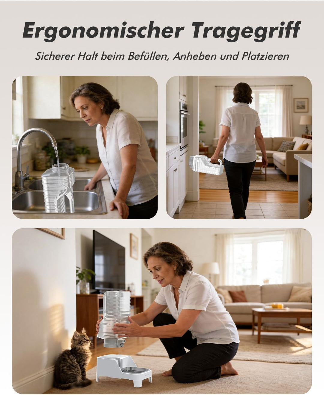 6L Wasserspender für Hunde und Katzen mit patentiertem Wasserhahn, wasserspender Katze mit Filter,ve