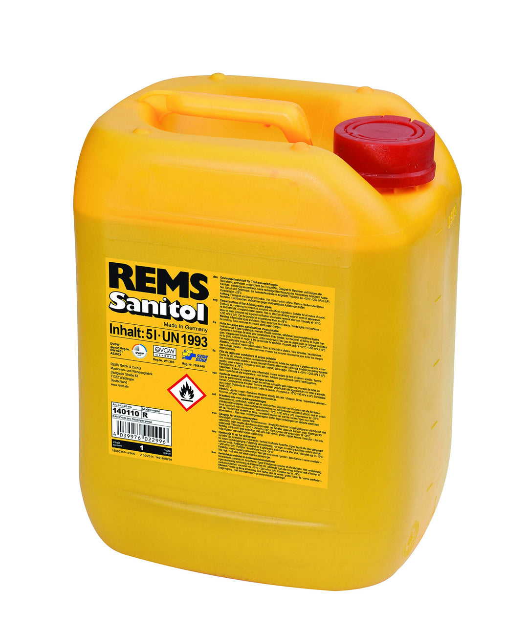 Rems Sanitol Öl – Wasserhahn Synthetisches Sanitol Bidon 5L