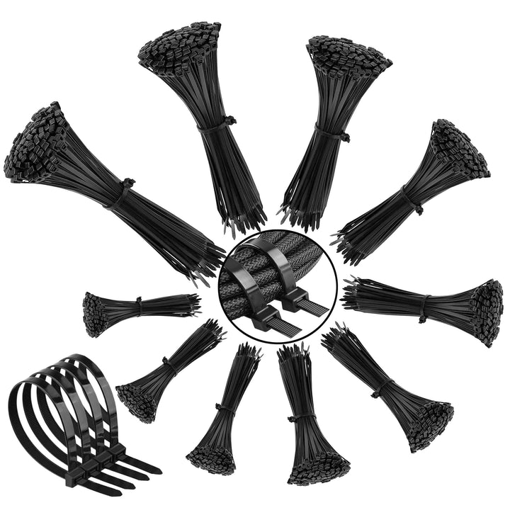 Polyamid-Kabelbinder-Set, 1000 Stück (1000 Stücke, Schwarz) 1000 Stücke Schwarz, 1000 Stücke Schwarz