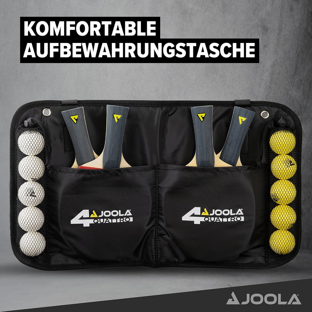 JOOLA Tischtennis-Set Family, Tischtennis-Set mit 4 Tischtennisschlägern, Tischtennisbällen und Trag