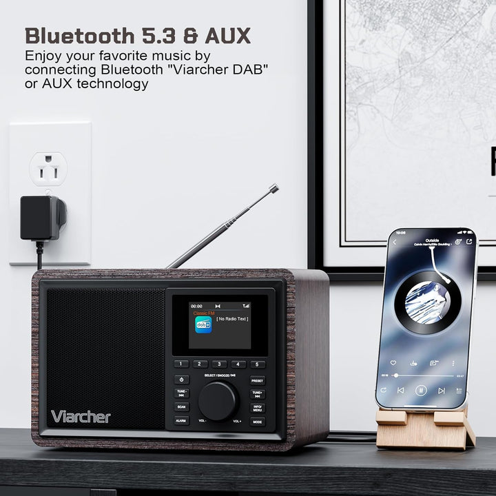 DAB/DAB+ & FM Digitalradio mit Bluetooth, Küchenradio mit Dual-Weckfunktion, Schlaf-Timer, 60 Sender