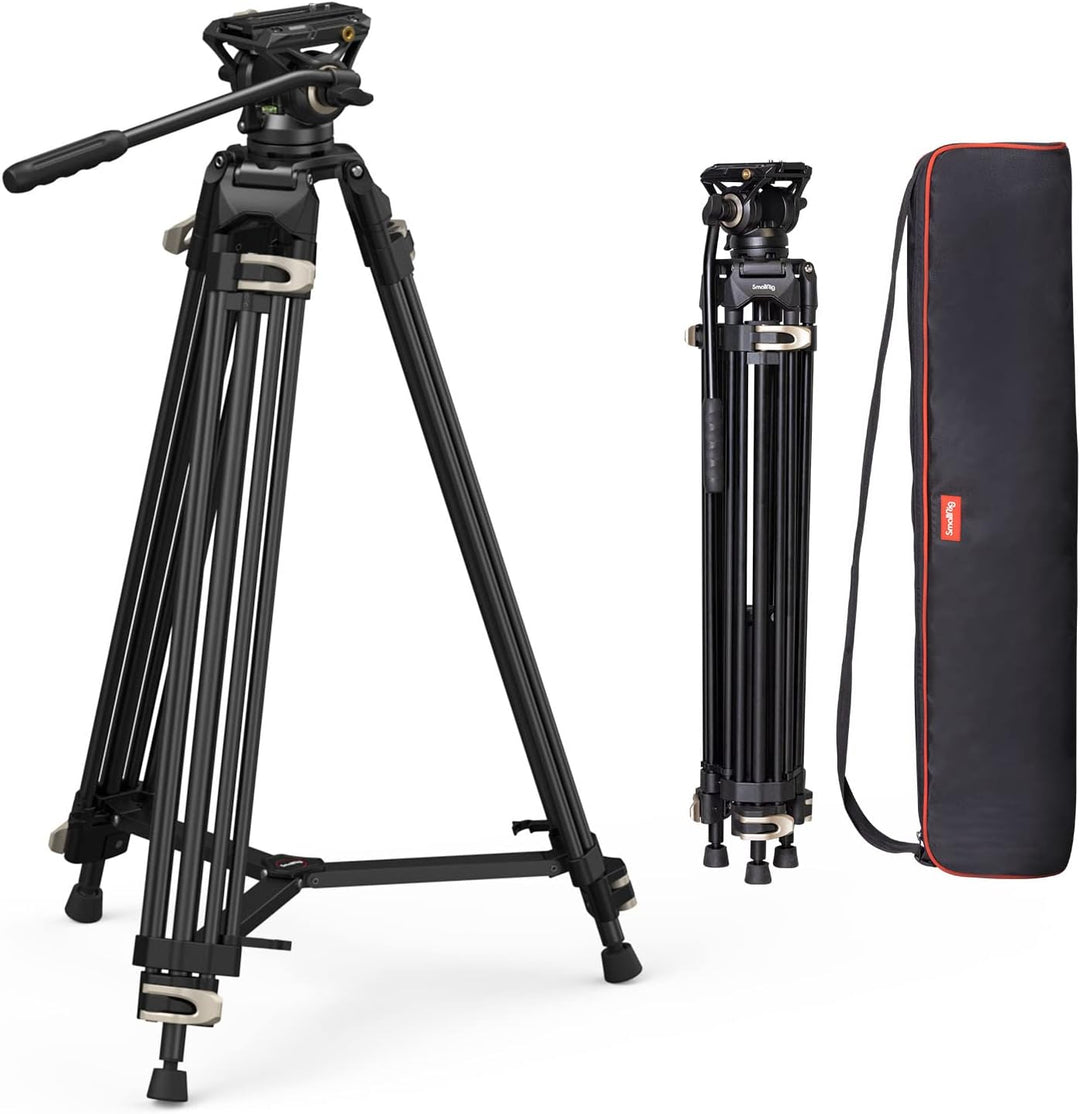 SMALLRIG Videostativ, 73-Zoll (186 cm) Heavy Duty Tripod Hochleistungs Stativ mit 360-Grad-Fluidkopf