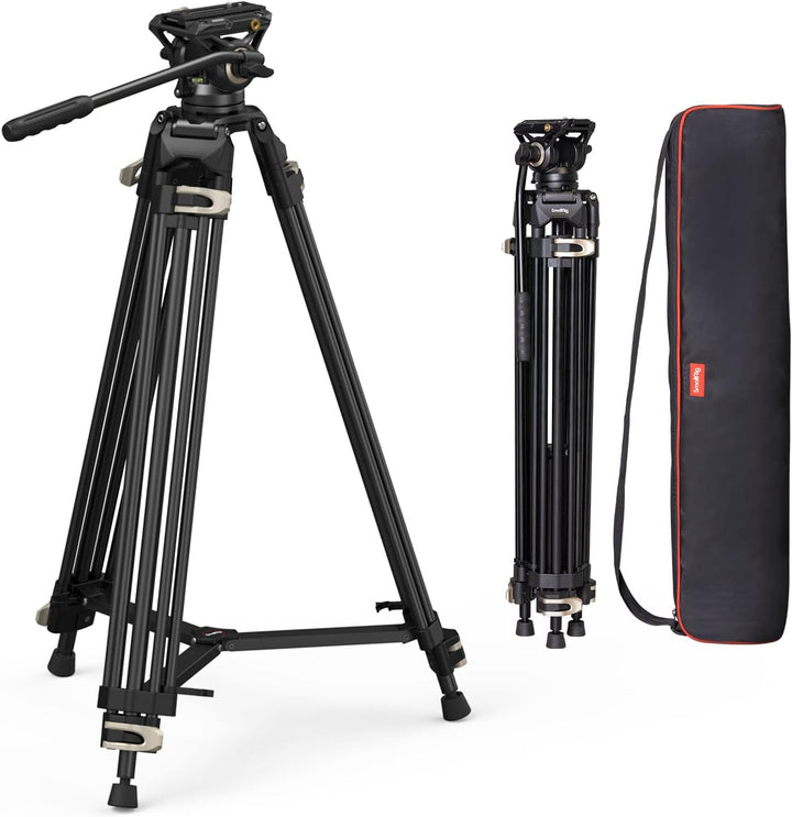 SMALLRIG Videostativ, 73-Zoll (186 cm) Heavy Duty Tripod Hochleistungs Stativ mit 360-Grad-Fluidkopf