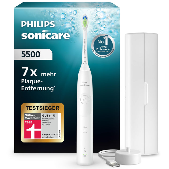 Philips Sonicare 5500 elektrische Zahnbürste, Schallzahnbürste mit 2 Putzmodi, Andruckkontrolle, Eas