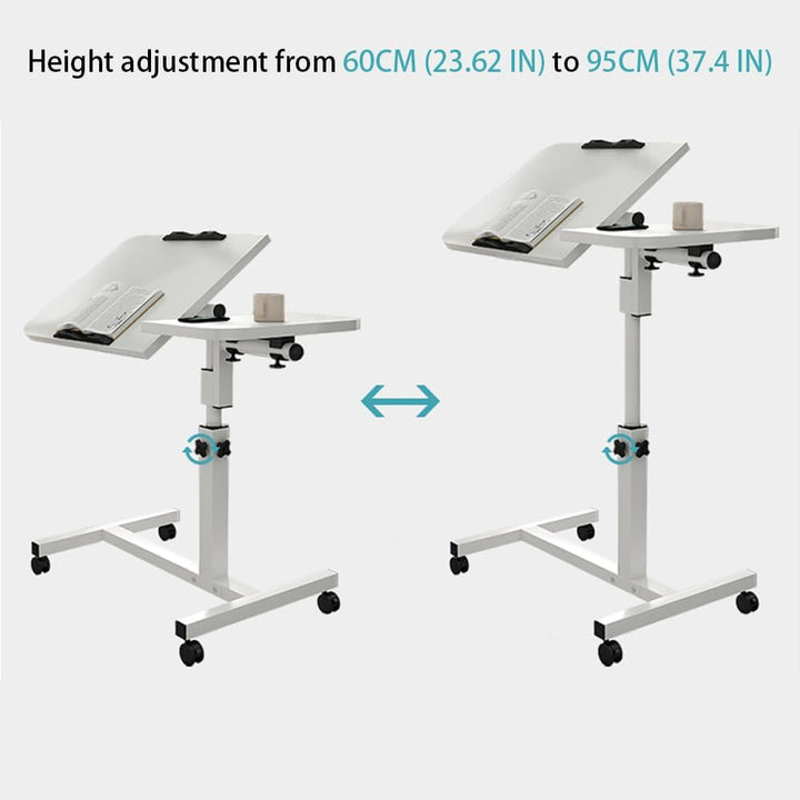 60×40Cm Laptoptisch Höhenverstellbar Betttisch Auf Rollen Mit Kippbarer Tischplatte & Kantenschutz B