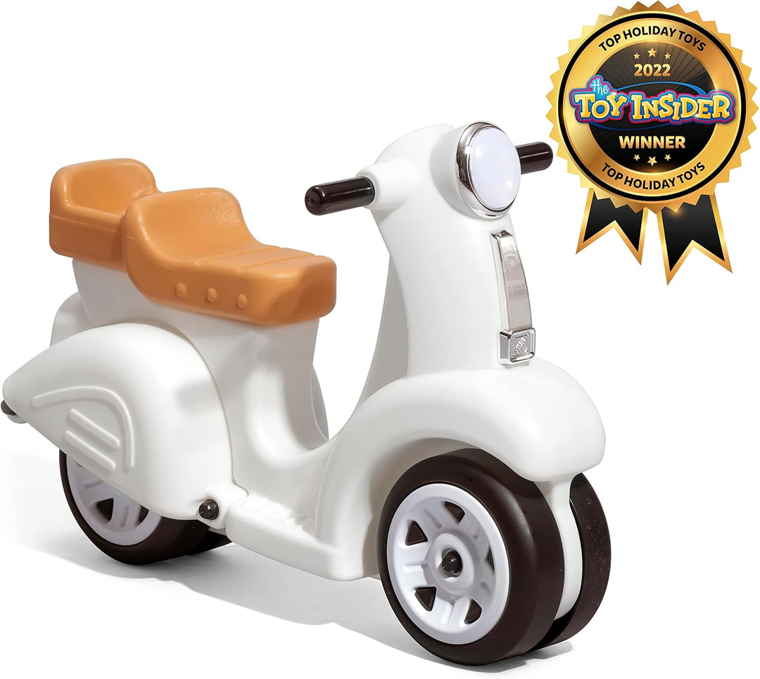 Step2 Ride Along Spielzeug Scooter aus Kunststoff in Weiss | Roller für Kinder für Draussen | Kinder